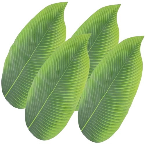 JOINPAYA Set de Table Feuille Jungle Vert, 4 Pièces en Tissu Caoutchouc | Décor Réaliste pour Sashimi, Restaurant et Présentation, Vert, Polyvalent pour Repas et Présentation