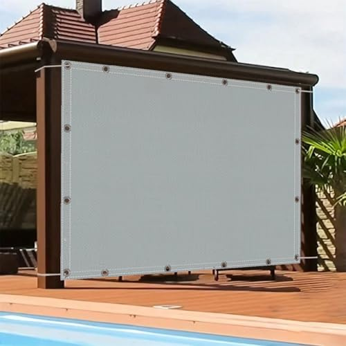 AJALGZ Sonnensegel 2.5x6.5m Wasserdicht Rechteckig, 90% UV-Schutz & winddurchlässig, Wohnwagen mit Ösen und Seil Segeltuch Sonnenschutz Balkon Terrasse, Hellgrau