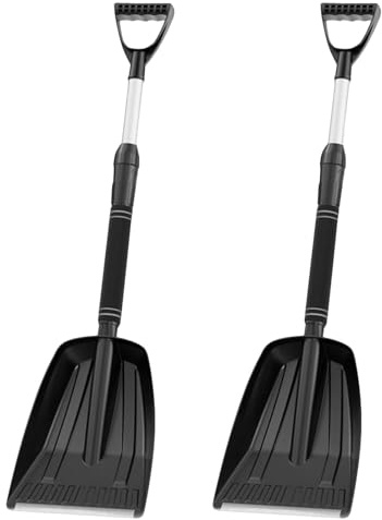 Veemoon 2pcs Pelle à Neige Amovible pour Voiture, Outil de Déneigement Hivernal Robuste en Alliage et Aluminium, pour Usage d'urgence et Déneigement Prolongé