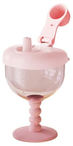 Wine Sippy Cup - Kids Cups, Kids Milk Sippy Cup, 6oz Reusable Goblet Mug with Lid, Leak-Proof Odorless Kid Drinking Cups for Girls Age Over 12 Months Home Indoor Outdoor Party Travel