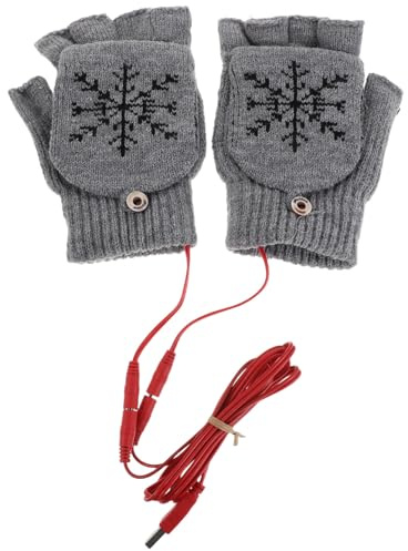 FRCOLOR Rechargeable USB Heated Gloves for Women with Flip Cover Design, Insulated Cotton Nylon Warmth, for Winter Office Typing and Indoor Work, Fingerless Hand Warmer Mittens