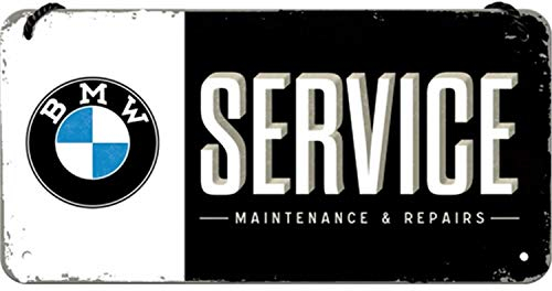 Nostalgic-Art Retro Hanging Sign BMW – Service – Gift Idea for car accessories fans, Metal Plaque, Vintage design for decoration, 10 x 20 cm, 28001