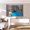 decomonkey | Optische Täuschung | Insel Meer Weitblick Fensterblick 3D Wandillusion ca 140x100 cm Wandbild Fototapete Tapete Poster XXL Vlies Leinwand Bilder Dekoration Panorama TOC0018aM