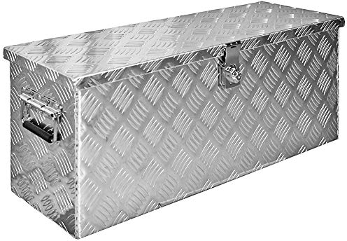 Trucky Truckbox, Deichselbox Aluminium, Anhängerbox 15 Größen, Werkzeugkiste mit Schloss und Schlüssel, stabil und wasserdicht, Boxentyp:D055 (76 x 26 x 35 cm)