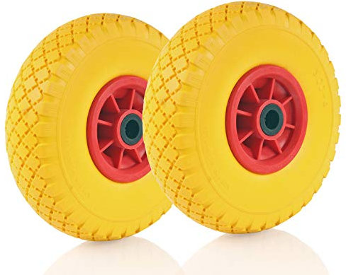 Schubkarrenrad vollgummi, Ersatzrad mit 10 Zoll Kunststofffelge, Polyurethan-Reifen, Gesamthöhe 250mm (2)