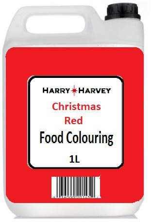Harry Harvey Red Liquid Food Colouring 1L | Bright Food Colouring for Baking, Icing, Christmas Cakes & Drinks | Christmas Red Shade, Safe & Vibrant | Add Bold Colour Easily