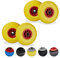 Relaxdays Roue de brouette, Lot de 4, Caoutchouc, 3.00-4, Roue de Rechange, pour axe de 25 mm, 260x85 mm, Jaune-Rouge