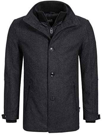 Indicode Herren Brittany Kurzmantel mit Stehkragen | Herrenmantel Wollmantel Mantel Männer Charcoal Mix, XXL