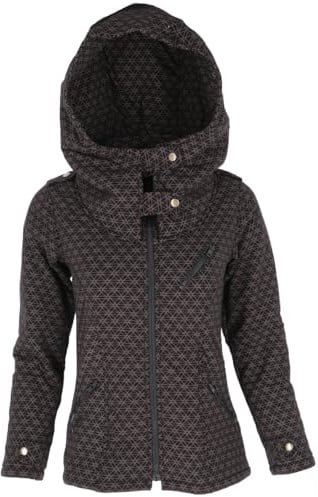 GURU SHOP Goa Festival Jacke `Flower of Life`, Jacke mit Weiter Kapuze, Damen