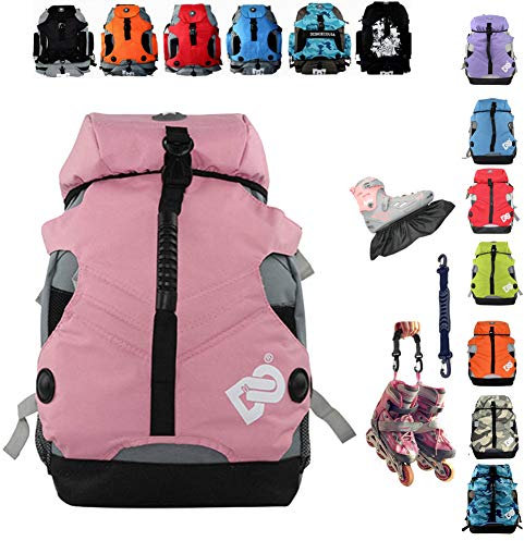 Zaino per pattini a rotelle, scarpe da pattinaggio in linea, borsa portaoggetti per uomini e donne, borsa sportiva all'aperto (rosa)