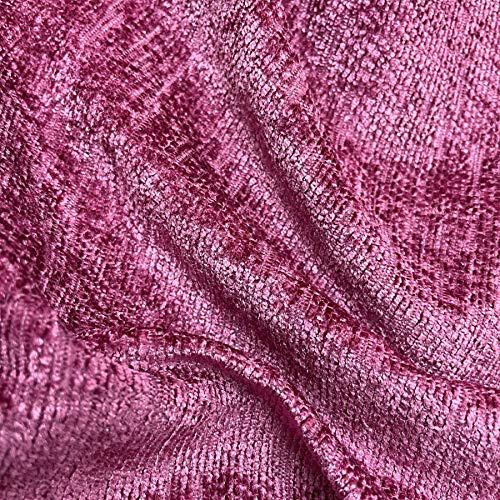 HOT CERISE PINK DESIGNER LUXURY SOFT PLAIN SOLID HEAVY WEIGHT UPHOLSTERY CURTAIN CUSHION CHENILLE VELVET FABRIC FIRE RETARDANT SHIMMERING LOOK SOFA FURNITURE MATERIAL SOLD BY THE METRE