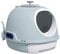 PawHut Cat Litter Box Toilet with Litter Scoop Enclosed Drawer, Front Entry Top Exit, Easy To Clean Blue