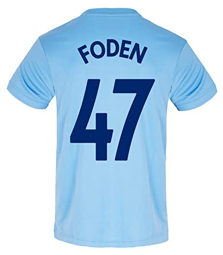 Manchester City FC - Camiseta Oficial para Entrenamiento - para Hombre - Azul Cielo - Cuello de Pico - Foden 47 - M