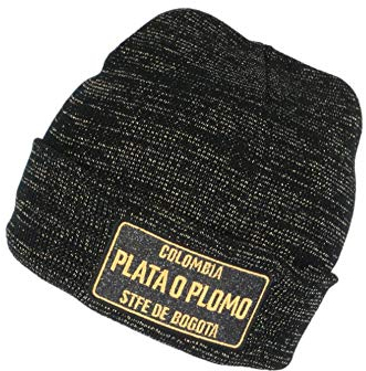 Hip Hop Honour Mütze Plata O Plomo Gold und Schwarz Design Streetwear Medellin Colombia – Unisex Gr. Einheitsgröße, Schwarz