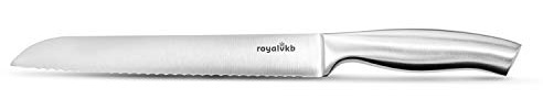 royalvkb KN0415 Brotmesser, 33 cm, ultra-scharf, Edelstahl, ergonomischer Griff, spülmaschinenfest, perfekt zum Schneiden und Schneiden, gezacktes Messer, müheloses Schneiden, für den täglichen