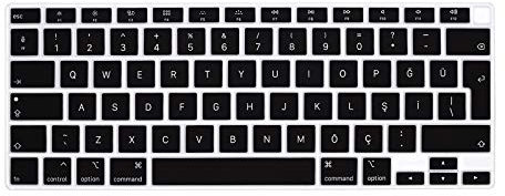 MMDW Turkish Language Stylish Keyboard Cover A2179 Silicone Protective Skin Protector for MacBook Air 13 inch with Touch ID A2337 M1 Chip European Layout,Black