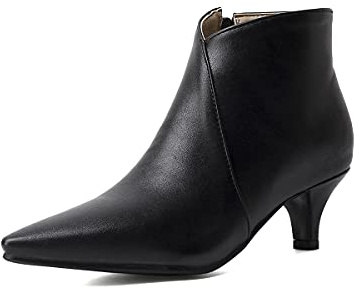 JIEEME Stivali casual sintetici a punta svasata stiletto con chiusura lampo da 5 cm, per donne di grandi dimensioni, 35-46 T10-22, Nero , 46 EU