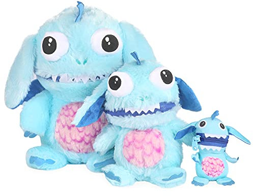 Worry Yummy Monster Kinder Stofftier - Clip-On, Groß & Jumbo Weiches Kuscheltier Set für Kinder - Jungen & Mädchen Angst, Stress & Angstreduzierender Schlafbegleiter - Blau 'Marvin'