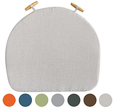 Yadlan Sitzkissen Stuhl Oval, Stuhlkissen Halbrund Outdoor 2er Set, Trapez Sitzkissen Esszimmerstuhl, Sitzpolster Stuhl Garten mit Rutschfestes Bodendesign, Waschbar Stuhlauflage Weiß