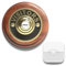 Traditional High Quality Round Wireless Doorbell in Mahogany and Visitor Brass - Portable (Battery) B6 White