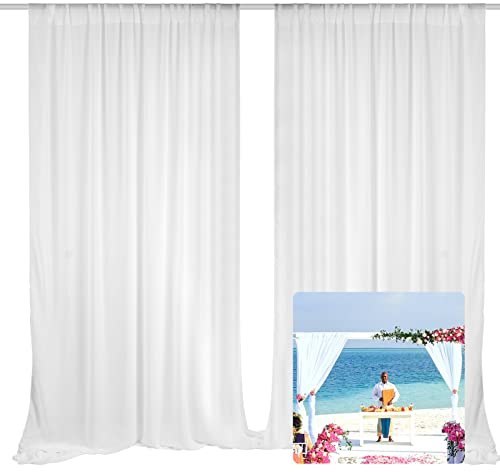 EMART White Backdrop Curtains, 3 X 3m /10 X 10ft Tulle Chiffon Fabric Drape for Parties Wedding Stage Decoration, Soft Smooth Background Cloth for Baby Shower Photography Birthday Photo Photoshoot