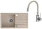 VBChome Spülbecken mit Armatur 77 x 44 cm Beige Spüle Einzelbecken Küche Einbauspüle Verbundspüle Küchenspüle gesprenkelt flächenbündig Siphon Waschbecken Spültischmischer mit flexiblem Auslauf