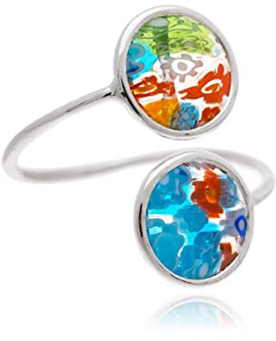 Essence Bijoux Ring aus 925er Sterlingsilber mit Design Duo Murano Colors, Sterling Silber, Kein Edelstein