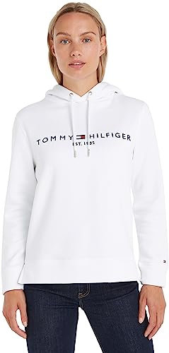 Tommy Hilfiger Heritage Hilfiger Hoodie LS Ww0Ww31998, Felpa con Cappuccio Donna, Bianco (White), XXS
