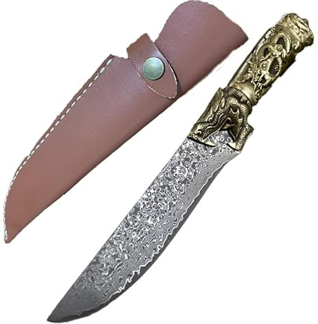 67 capas VG10 Cuchillos de cocina hecha a mano de acero de Damasco 7 Cuchillo afilado cuchillo al aire libre Cuchillo de vikingo Decoración del dragón de cobre ( Color : A and Cover , Size : 7 inch )