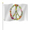 Yekiua Floral Peace Sign Flag 91 x 152 cm Outdoor Vintage Aquarell Blumen Premium Stärkste Langlebige Flagge Lebendige Farbe mit Messingösen, bunt