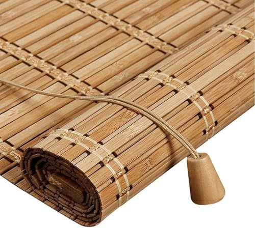 Roller blind Bambus Rollo Jalousine Bambusrollo, 50-140cm Breit Raffrollo, Natur Holzrollos, Sonnenschutz und Sichtschutz Seitenzugrollo Für Fenster Türen, Anpassbar (W180xH180cm(71x71in))