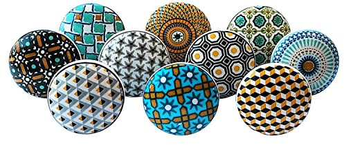 Royal Kraft Vintage Ceramic Pull Knobs for Kitchen Cabinet, Door & Drawer, Wardrobe, Cupboard (Set of 10) Sknob016