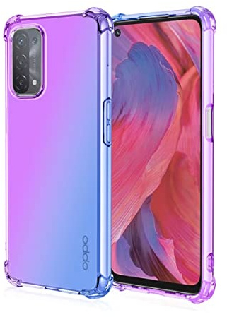HONLEN Hülle für Oppo A54 5G / Oppo A74 5G Case, (6.5 Inches) Transparent Farbverlauf Design TPU Silicone Handyhülle, Verstärkung mit Vier Ecken Cover Blau Lila