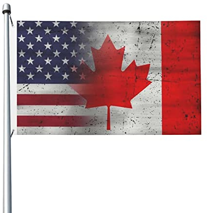 USA-Kanada-Flagge, kanadisch-amerikanische Flagge, 3 x 1,5 m, doppelseitig, für den Innenbereich, ukrainische Flagge, Polyester mit Messingösen