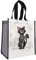 KIUB Einkaufstasche aus recyceltem Material – Motiv schwarze Katze ruhig sitzend – Format 30 x 26 cm mit einer Dicke von 16 cm, weiß, S