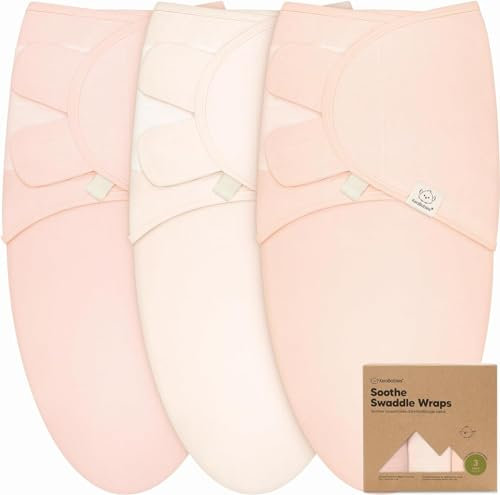 KeaBabies 3-Pack Bio Swaddle Schlafsack Baby - Pucksack Baby 0-3 monate für Neugeborene, Weich und Gemütlich Pucktuch Säuglinge fur Mädchen, Jungen, Babyschlafsack Neugeborene,Atmungsaktiv(Angelic)