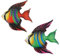 UPKOCH 2pcs Iron Fish Wall Art Decor, Metal Fish Wall Hanging Decoration for Home and Garden, Red and Purple Ornaments, 12.4 X 12 X 0.6 Inches