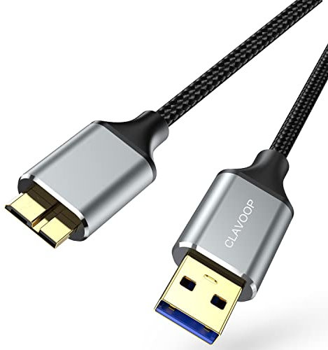 CLAVOOP USB 3.0 Micro B Cable 1.5 FT, External Hard Drive Cable 5 Gbps High-Speed USB A to Micro B Cord Compatible for Seagate Xbox One Toshiba WD Western Digital Hard Drive