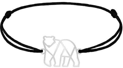 Fauna Bracelet Animal Ours Polaire Couleur Or ou Argent avec Chaîne ou Cordon Noir pour Femme, Homme ou Enfant, Résistant et Ajustable Fabriqué en France