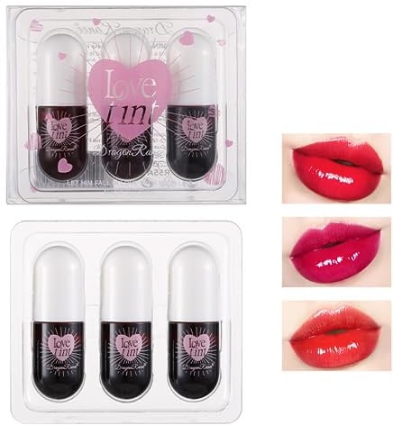 3 Colours Lip Tint Stain Set, Velvet Liquid Lipstick Hydrating Lip Stain, Mini Liquid Lipstick Lip Stain Long Lasting Lip Gloss, Moisturizing Waterproof Long Wear Lipstick Set For Women Girl (Set B)
