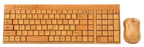 Wireless Bamboo PC Keyboard And Mouse Combo Computer Keyboard Handcrafted And Wooden Natural Play Plug