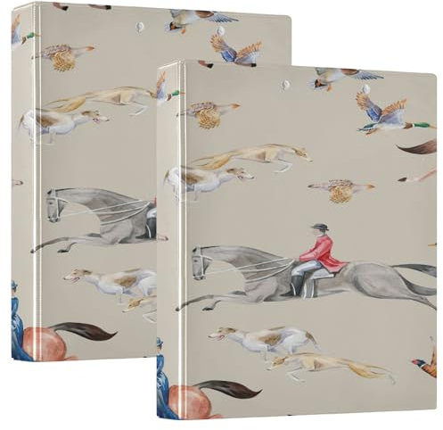 Notizbuch mit 3 Ringen, 3,5 cm, Ordner mit Taschen, 1/2er-Pack für Briefgröße (27,9 x 21,6 cm), Hardcover, 2 Stück, viktorianische Jagd