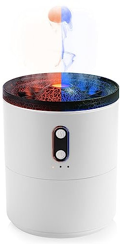 Vulkan Luftbefeuchter Flammen Aroma Diffusor: Verbesserte Duft 450ml Diffusor Auto-Abschaltung Funktion Flammen Luft Diffusor Luftbefeuchter Qualle Nebel Flamme Spray Luftbefeuchter für Zuhause, Büro