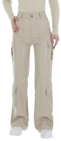 Ital Design Damen Cargo-Hose mit weitem Bein und hoher Taille