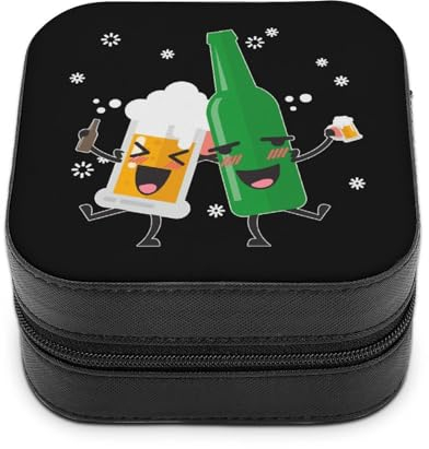 Drunk Beer Glass And Bottle Custom Jewelry Box Organizer Small Travel Storage Case for Rings Earrings Necklaces Gifts