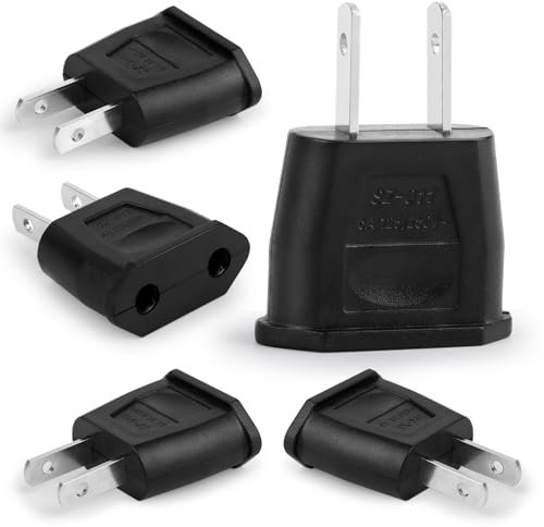 5pièces Adaptateur de Voyage,Adaptateur Prise USA,Adaptateur Prise France vers USA,Adaptateur USA,Adaptateur Prise Canada,Adaptateur Prise Universelle Americaine/Chine/Japon/Canada/Mexique