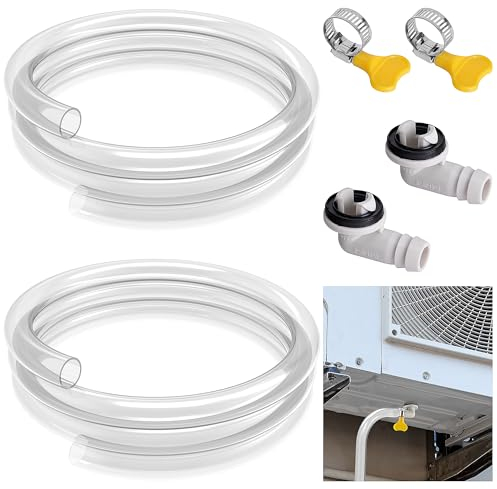 2 Pack Air Conditioner Drain Hose- 3 Ft Portable Leakproof AC Drain Hose Kit- Universal AC Drain Pipe Replacement with Hose Connector and Clamp for Window AC Mini Split Unit Parts