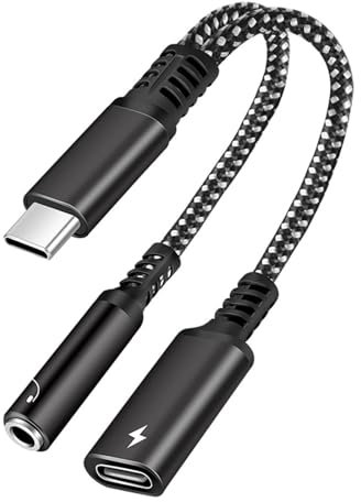 iLamvie USB-C auf Kopfhörer Klinke & Laden Adapter : 2-in-1 Aux PD 3.0 Schnellladung - USB C zu 3,5mm Audio Adapter,Type C auf 3.5mm Klinke Adapter(Schwarz)