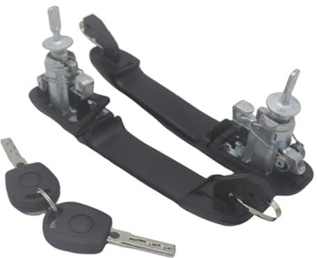 OUSDUO Für VW Für Sharan 1995-2010 Schwarz Auto Zubehör Vorne Links Türgriff Mit Schlosszylinder 6K0837205 6K0837206 2PCS Außentürgriffe