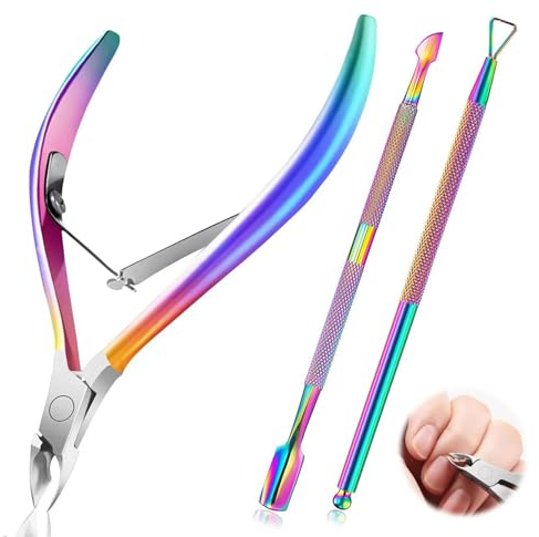 3 pcs Pince Cuticule,Pinces à Cuticules avec Coupe Cuticule,Trousse d'entretien des Cuticules,Professionnel en Acier Inoxydable Outils de Manucure Pédicure pour Peaux Mortes et Cuticules d'Ongles